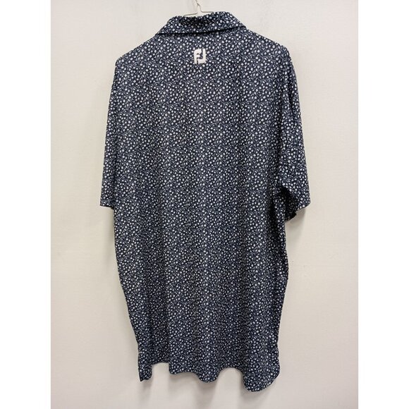 FJ FootJoy Mens Polo Shirt XL Gray Floral Short Sleeve Preppy Casual - Picture 6 of 6